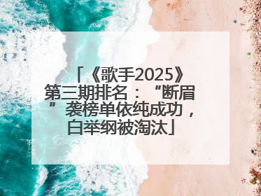 《歌手2025》第三期排名：“断眉”袭榜单依纯成功，白举纲被淘汰