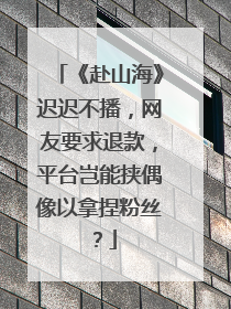《赴山海》迟迟不播，网友要求退款，平台岂能挟偶像以拿捏粉丝？