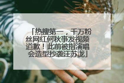 热搜第一，千万粉丝网红何秋亊发视频道歉！此前被指演唱会造型抄袭汪苏泷