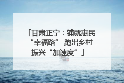 甘肃正宁：铺就惠民“幸福路” 跑出乡村振兴“加速度”