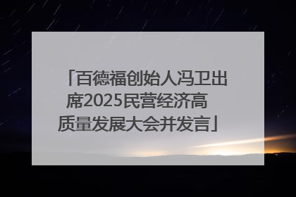百德福创始人冯卫出席2025民营经济高质量发展大会并发言