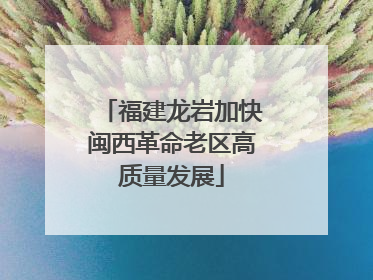福建龙岩加快闽西革命老区高质量发展