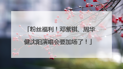 粉丝福利！邓紫棋、周华健沈阳演唱会要加场了！
