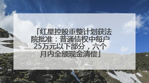红星控股重整计划获法院批准：普通债权中每户25万元以下部分，六个月内全额现金清偿