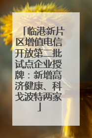 临港新片区增值电信开放第二批试点企业授牌：新增高济健康、科戈波特两家