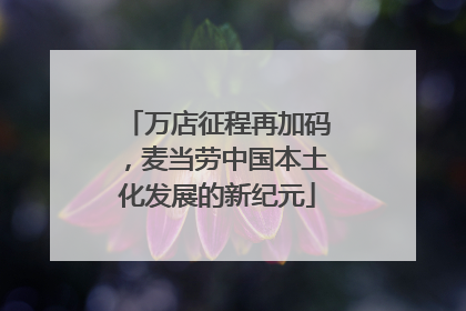 万店征程再加码，麦当劳中国本土化发展的新纪元