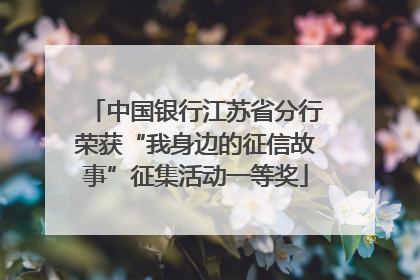 中国银行江苏省分行荣获“我身边的征信故事”征集活动一等奖
