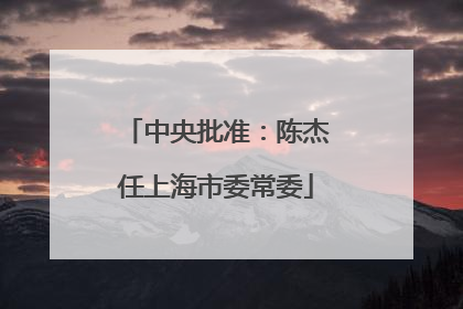 中央批准：陈杰任上海市委常委