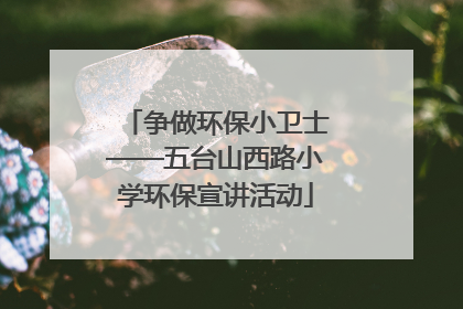 争做环保小卫士——五台山西路小学环保宣讲活动