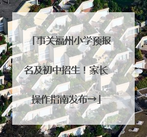 事关福州小学预报名及初中招生！家长操作指南发布→