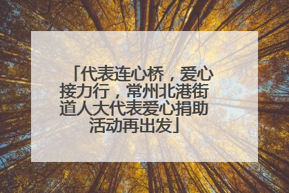 代表连心桥，爱心接力行，常州北港街道人大代表爱心捐助活动再出发
