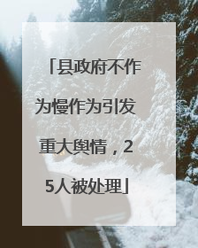 县政府不作为慢作为引发重大舆情，25人被处理