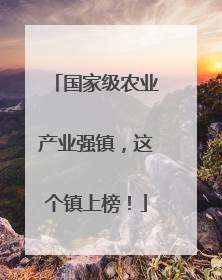 国家级农业产业强镇，这个镇上榜！