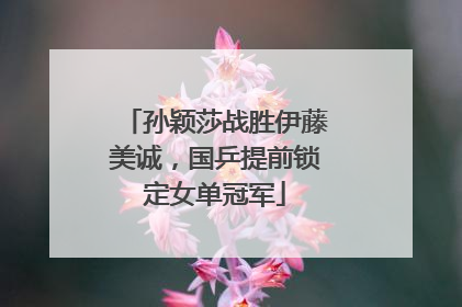 孙颖莎战胜伊藤美诚，国乒提前锁定女单冠军