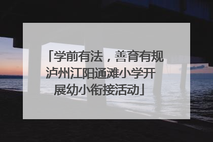 学前有法，善育有规 泸州江阳通滩小学开展幼小衔接活动
