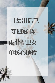 复出后已夺四冠 陈雨菲捍卫女单核心地位