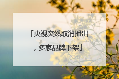 央视突然取消播出，多家品牌下架
