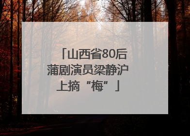 山西省80后蒲剧演员梁静沪上摘“梅”