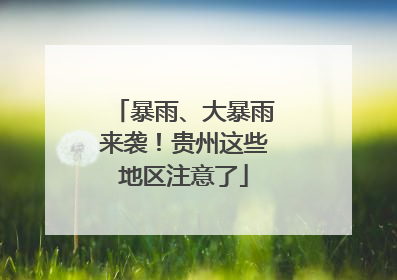 暴雨、大暴雨来袭！贵州这些地区注意了