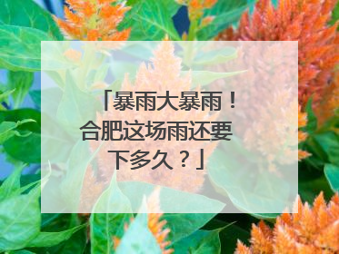 暴雨大暴雨！合肥这场雨还要下多久？
