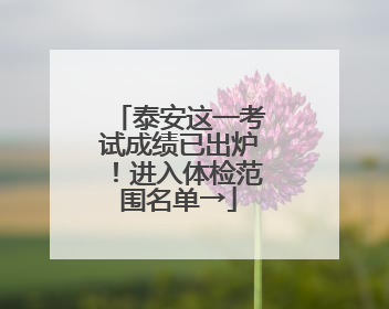 泰安这一考试成绩已出炉！进入体检范围名单→