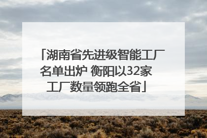 湖南省先进级智能工厂名单出炉 衡阳以32家工厂数量领跑全省