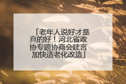 老年人说好才是真的好！河北省政协专题协商会建言加快适老化改造