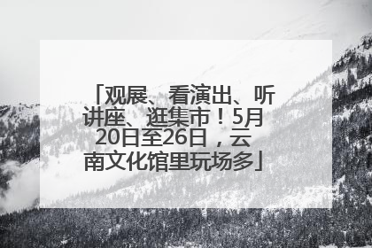 观展、看演出、听讲座、逛集市！5月20日至26日，云南文化馆里玩场多