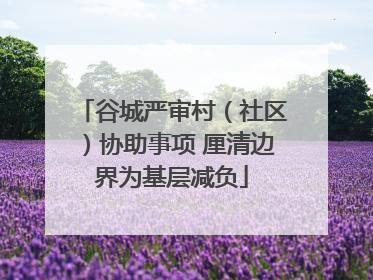 谷城严审村（社区）协助事项 厘清边界为基层减负