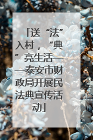 送“法”入村，“典”亮生活——泰安市财政局开展民法典宣传活动