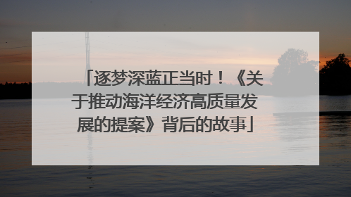 逐梦深蓝正当时！《关于推动海洋经济高质量发展的提案》背后的故事