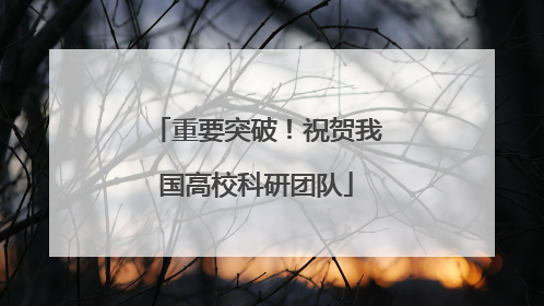 重要突破！祝贺我国高校科研团队