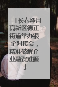 长春净月高新区德正街道举办银企对接会，精准破解企业融资难题