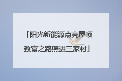 阳光新能源点亮屋顶 致富之路照进三家村