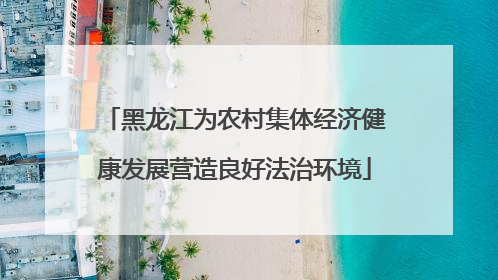 黑龙江为农村集体经济健康发展营造良好法治环境