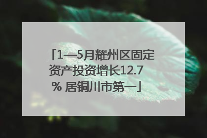 1—5月耀州区固定资产投资增长12.7% 居铜川市第一