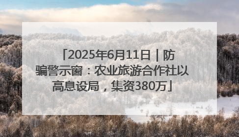 2025年6月11日｜防骗警示窗：农业旅游合作社以高息设局，集资380万