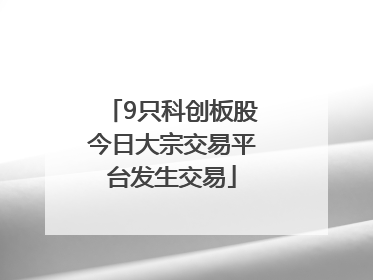9只科创板股今日大宗交易平台发生交易